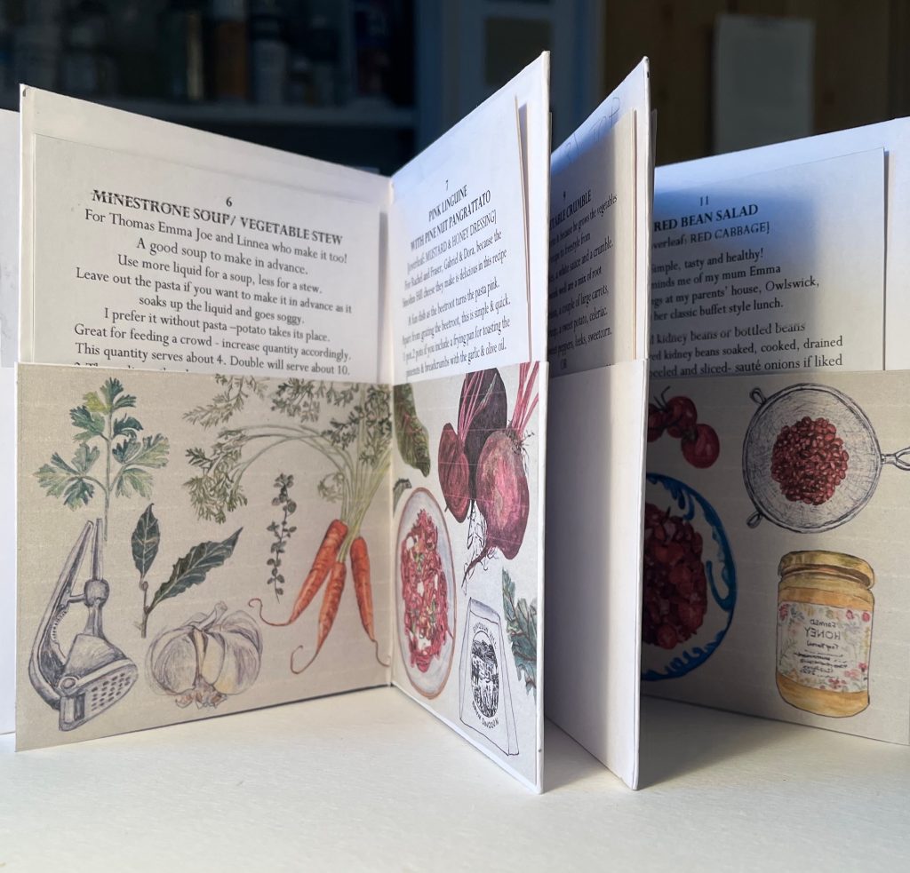 Artist's book - recipe book Food for Family and Friends